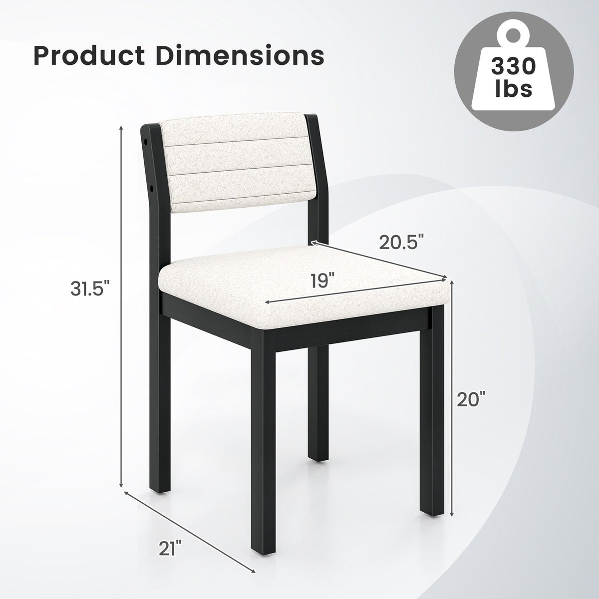 Set of 2 Dining Chairs Sherpa Upholstered Armless Chair with Wood Frame-White