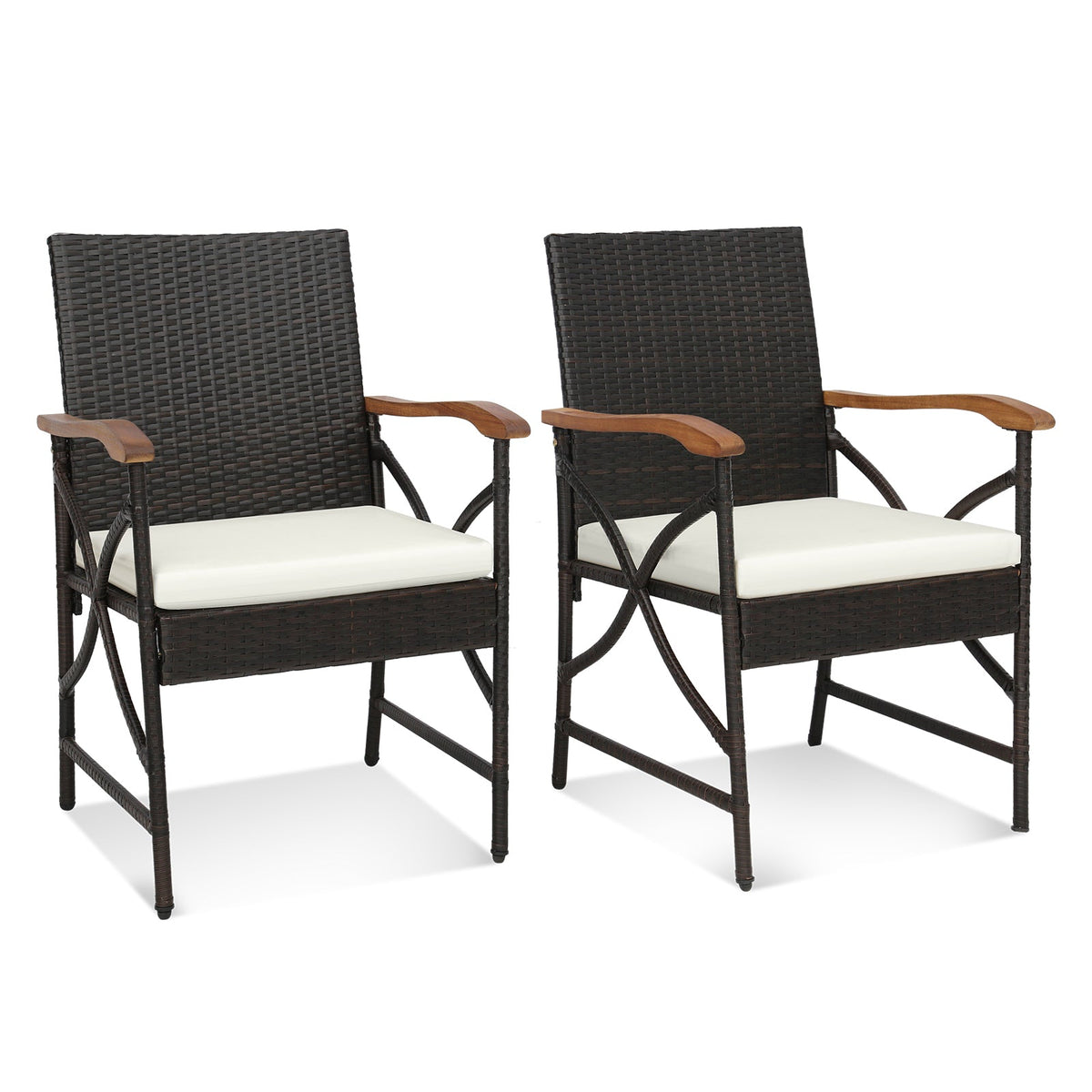 Set of 2/4 Patio Wicker Chairs with Soft Zippered Cushion