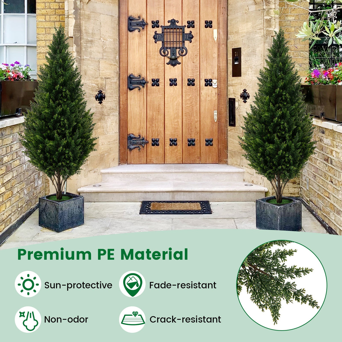 4 FT Artificial Topiary Tree Set of 2 for Indoor Outdoor Home Front Porch-Green
