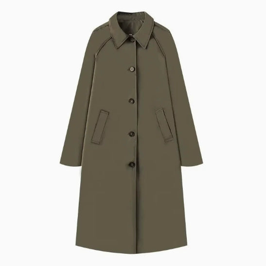 Polo Shirt Trench Coat For Women Khaki Single-breasted