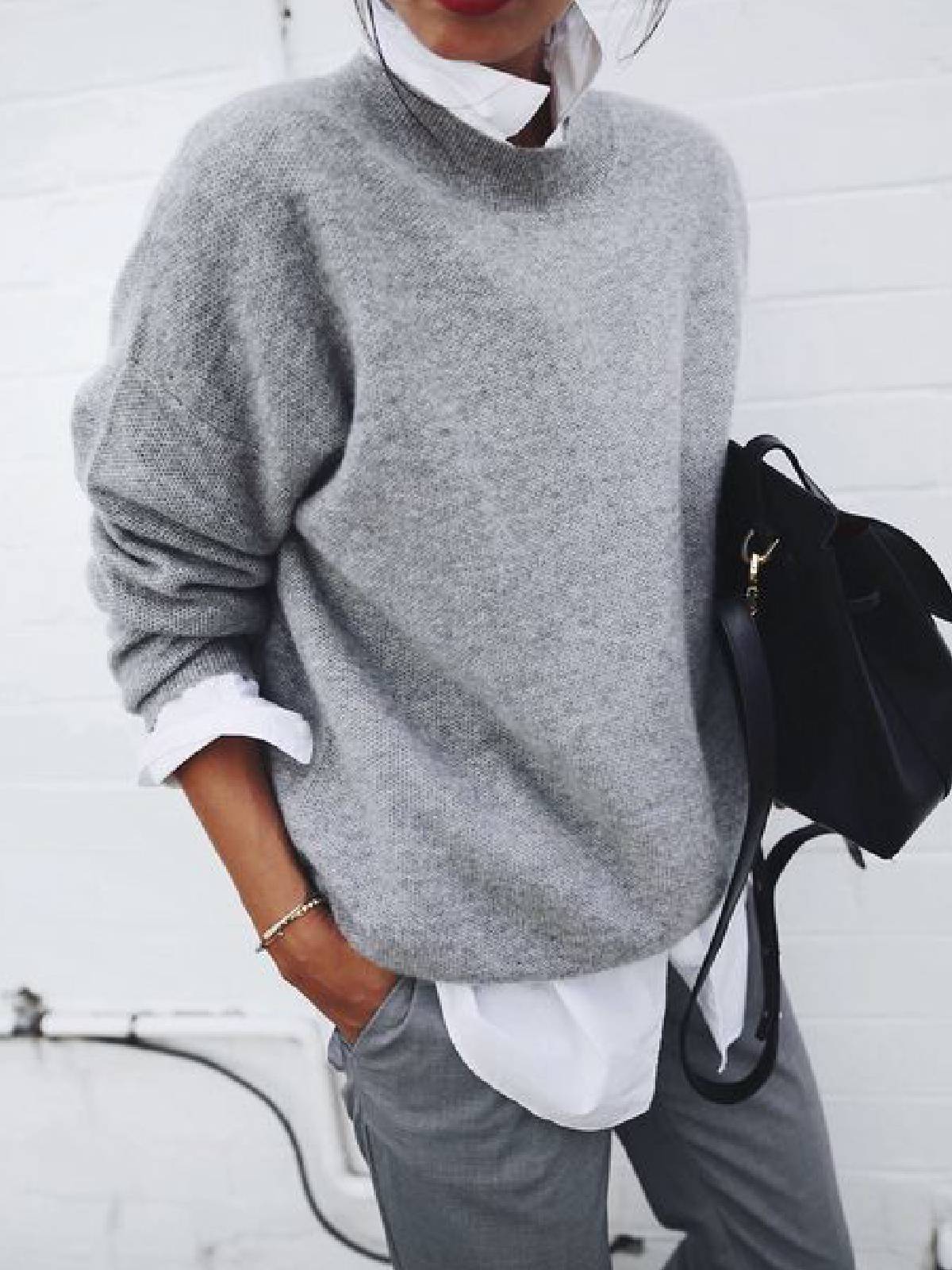 Fashion Long Sleeve Pullover Sweater Fall And Winter Fashion Solid Color Knitted Tops For Women Clothing Sell My Stuff