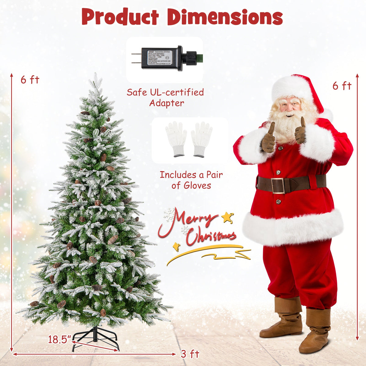 6/7.5/9 FT Pre-Lit Artificial Christmas Tree with 765/1135/1871 Tips and 280/470/690 Warm-White LED Lights