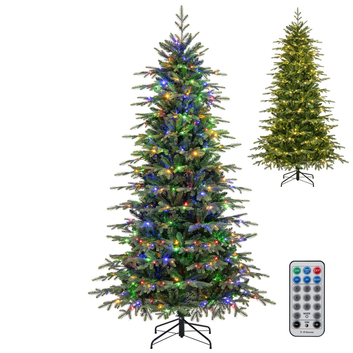 7.5 Feet Pre-Lit Artificial Christmas Tree with Warm White LED Lights