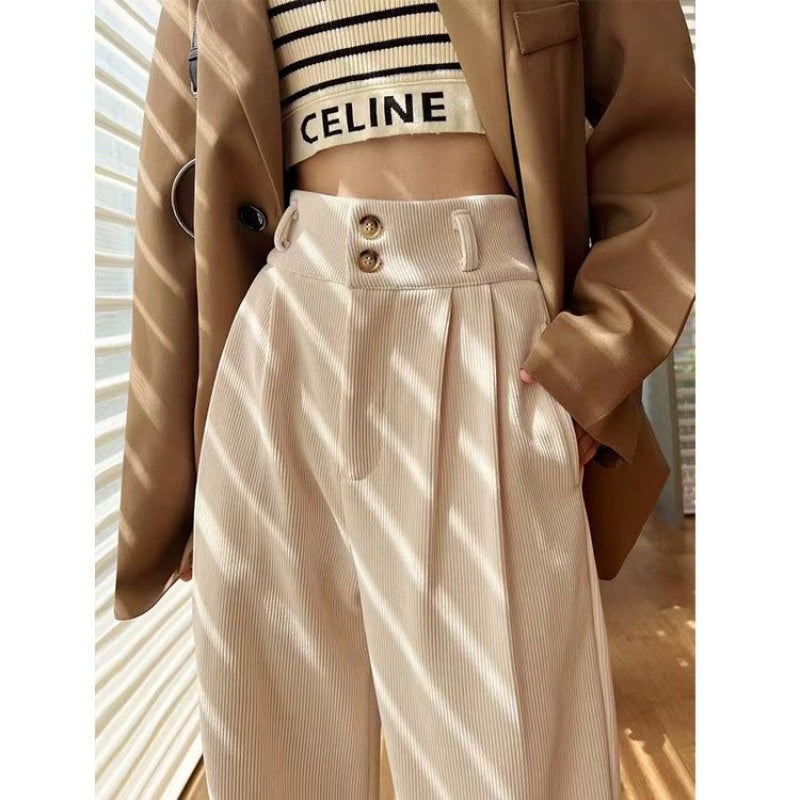 Chenille Fleece Wide-leg Pants Women