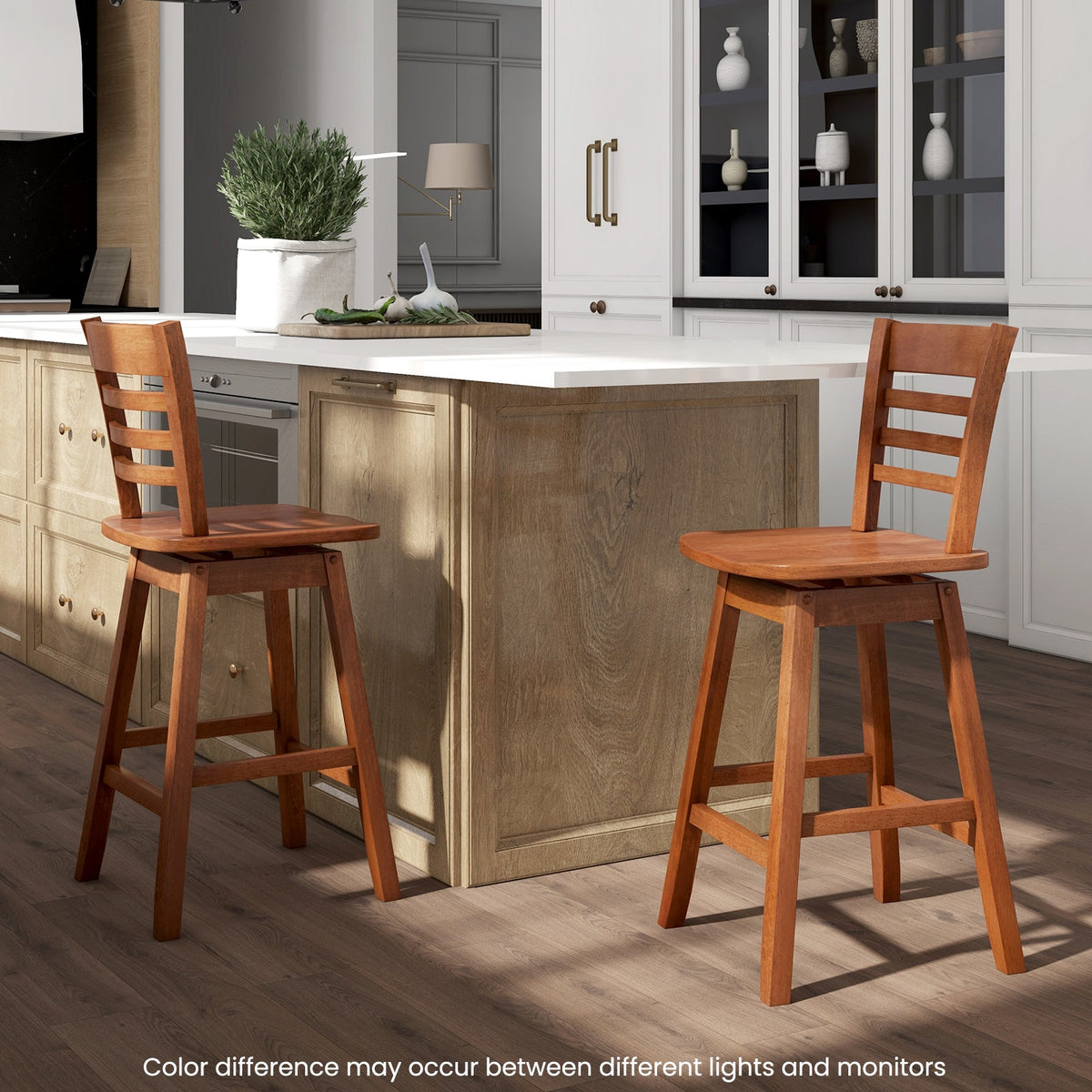 Counter Height Barstools Set of 2 with Footrest for Kitchen Island Bar