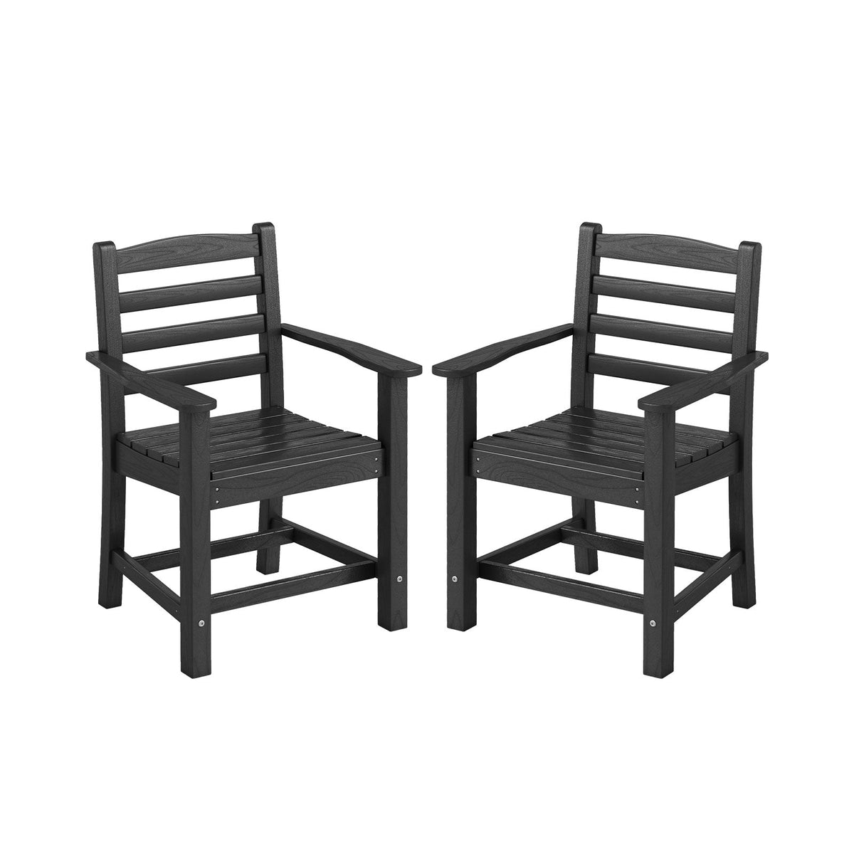 HDPE All Weather Patio Dining Chairs Set of 2 with Wide Armrests