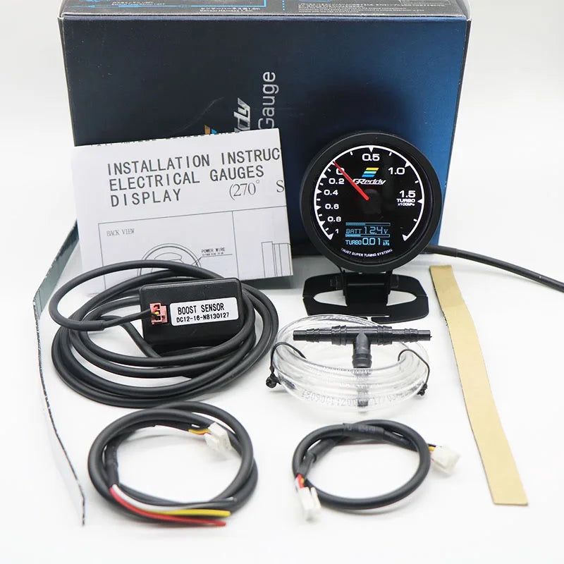 Universal 2.5 Inch 62mm 7 Color LCD Gauge | Water Temp Oil Pressure RPM Tachometer with Sensor MyPetiteCar.com