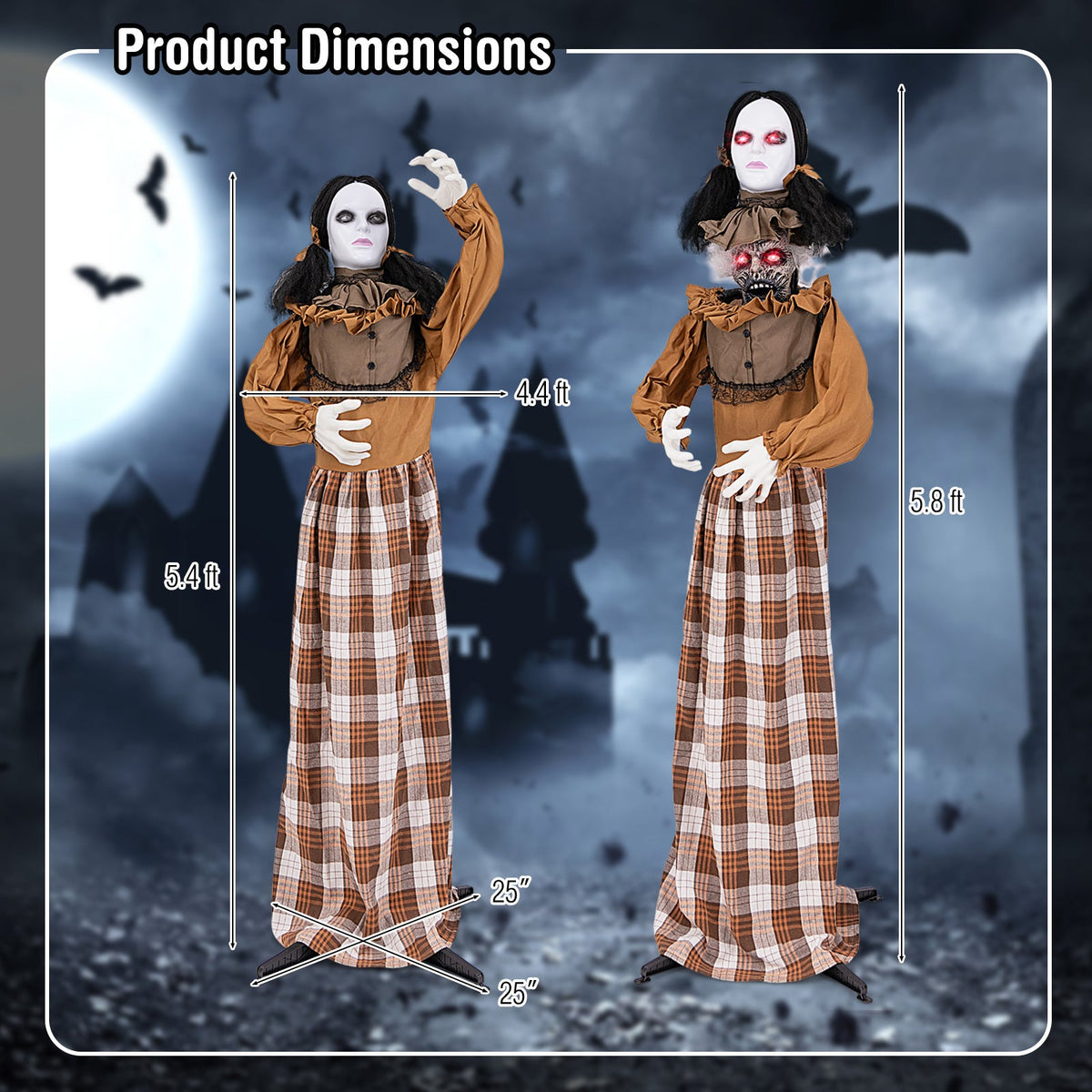 Halloween Animatronic Haunted Woman with Pop Up Head and Control Button