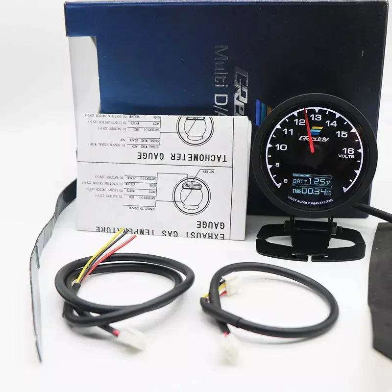 Universal 2.5 Inch 62mm 7 Color LCD Gauge | Water Temp Oil Pressure RPM Tachometer with Sensor MyPetiteCar.com