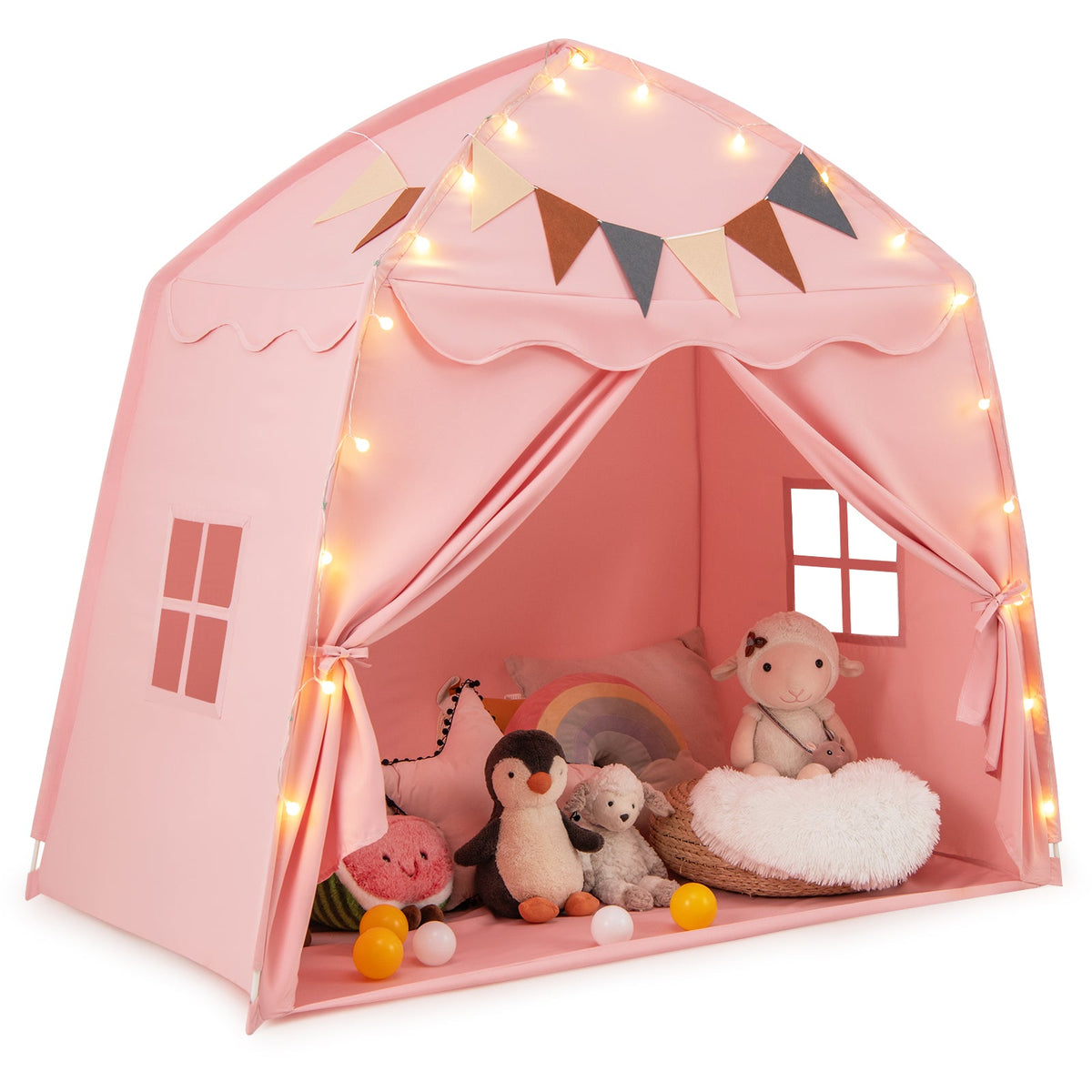 Kids Play Tent Bed Tent with String Lights Extra Large Playhouse Tent
