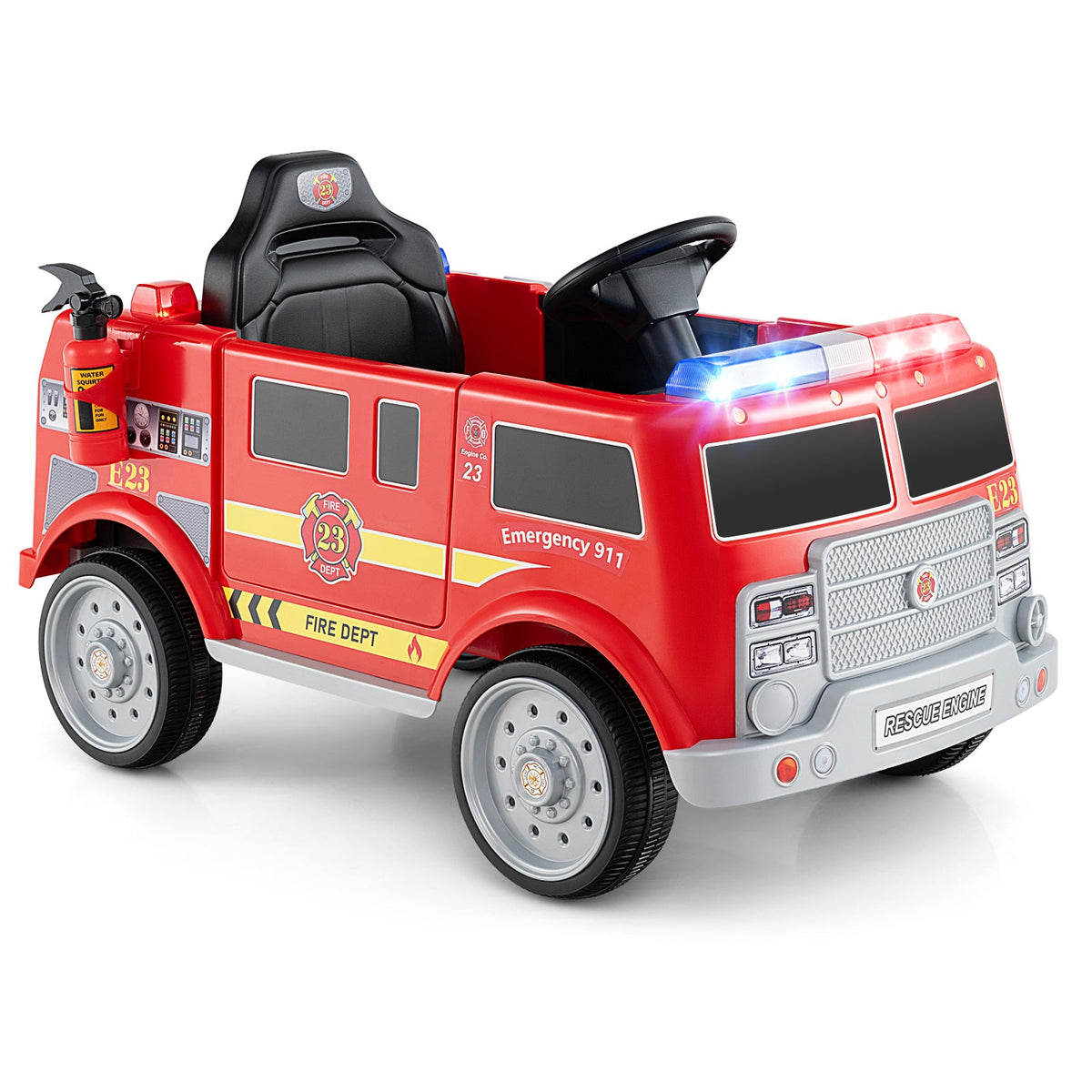 Kids Ride on Fire Truck with Remote Control and Extinguisher-Red