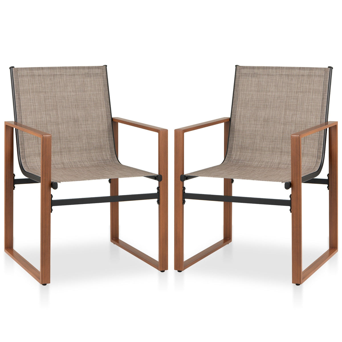 Outdoor Dining Chairs with Breathable Seat and Backrest Set of 2
