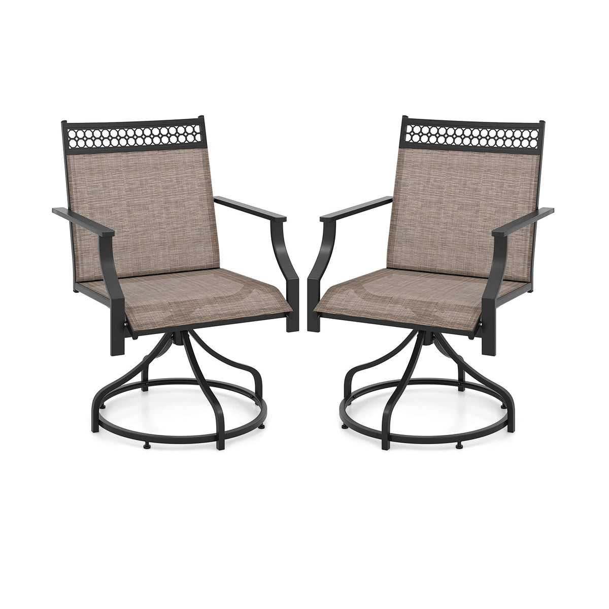 Patio Swivel Dining Chairs Set of 2 with Heavy-duty Metal Frame and Armrests