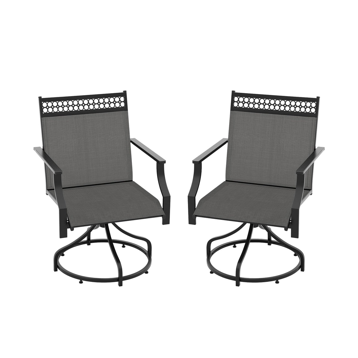 Patio Swivel Dining Chairs Set of 2 with Heavy-duty Metal Frame and Armrests