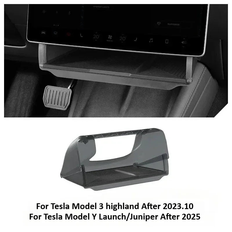Hidden Storage Organizer Tray for Tesla Model Y Juniper and Model 3 Highland | Under Screen Box MyPetiteCar.com