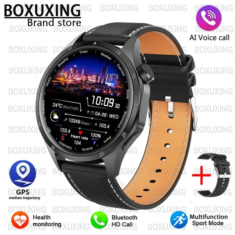 BOXUXING 2026 New GPS Sports Smart Watch Men 360*360 AMOLED Screen Heart rate Bluetooth Call IP67 Waterproof Man Smartwatch Man