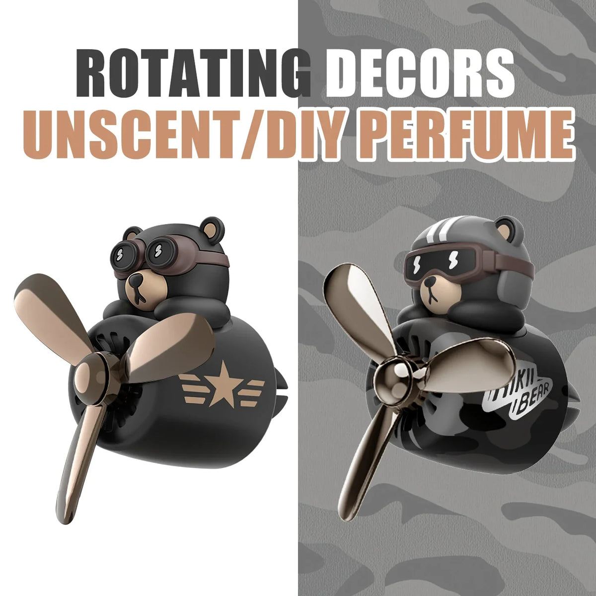 No Fragrance DIY Perfume Rotating Propeller Bear Car Air Freshener Ornament | Cool Vent Diffuser Decor