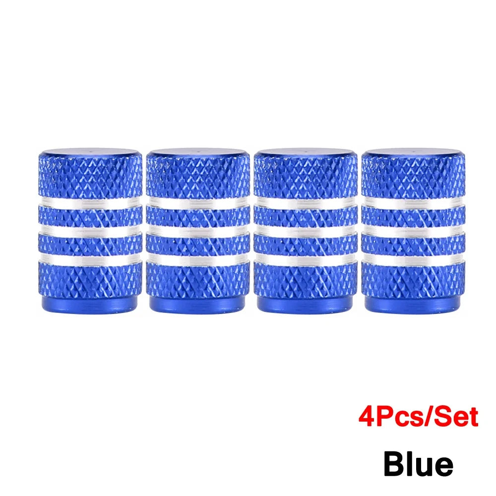 DSYCAR 4Pcs Silver Aluminum Knurling Tire Valve Stem Caps | US Schrader Compatible MyPetiteCar.com