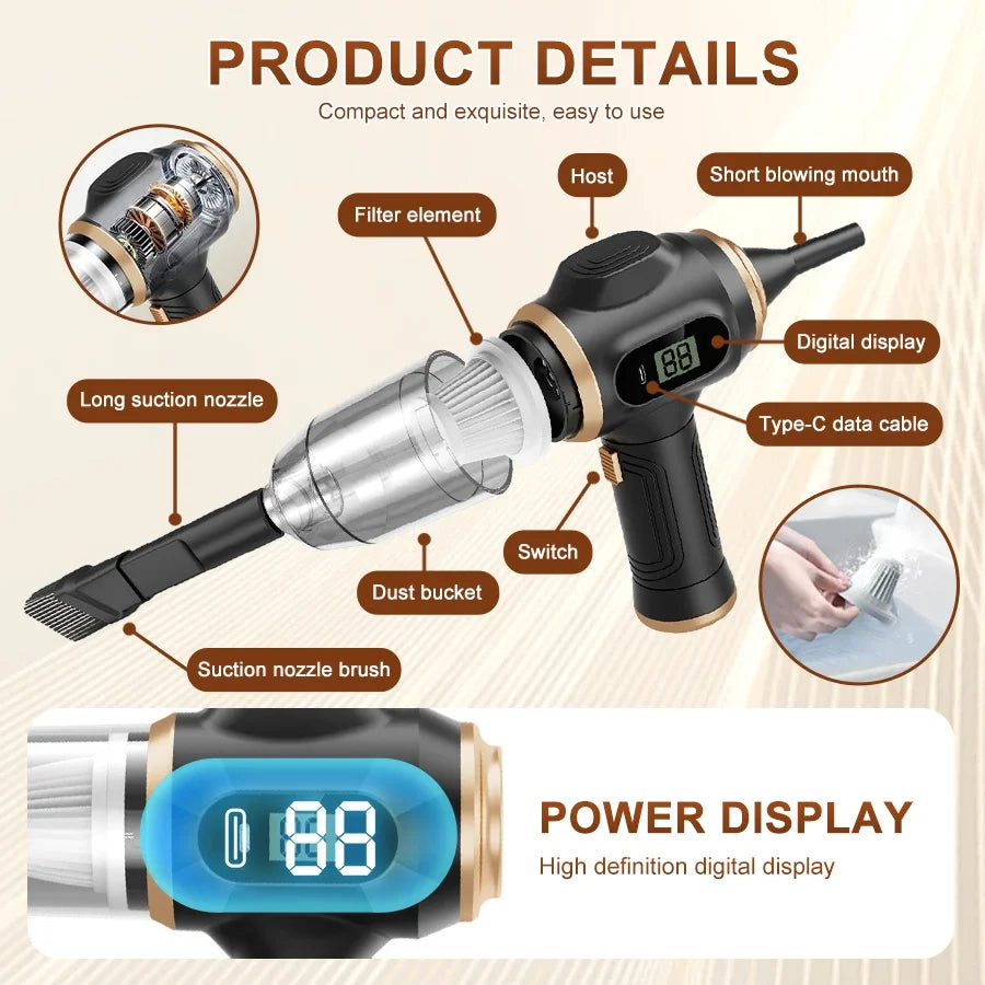 ABS Wireless Car Vacuum Cleaner | High Power Handheld Vacuum for Car, Home, Sofa, and Office MyPetiteCar.com