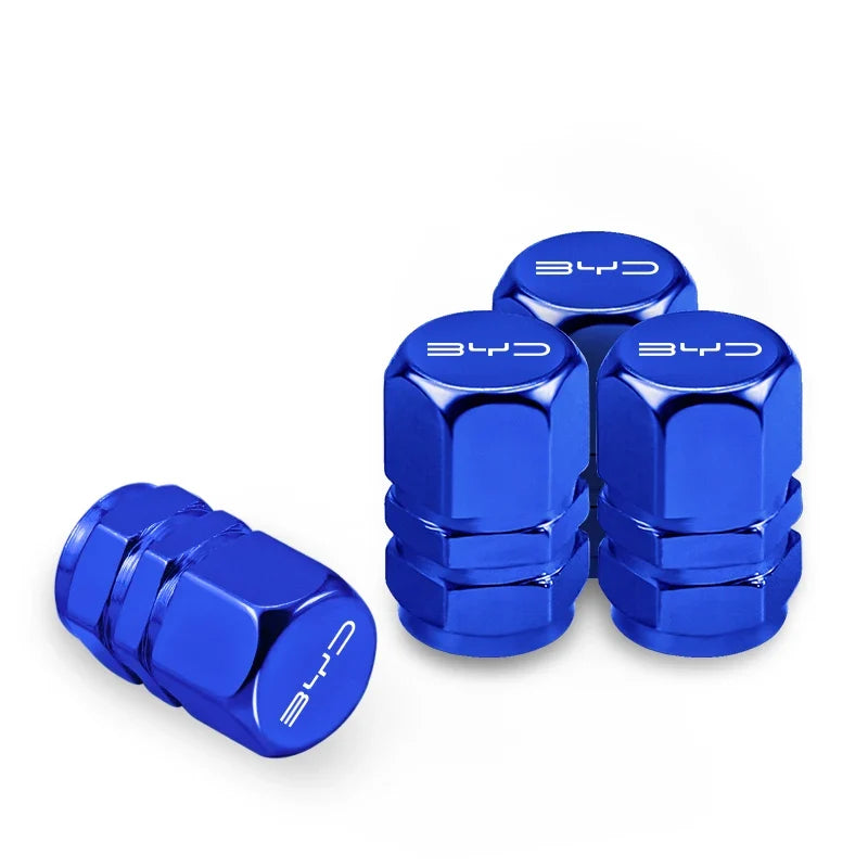4Pcs Aluminum Alloy Tire Valve Caps for BYD Models | Waterproof Dustproof Cover Set