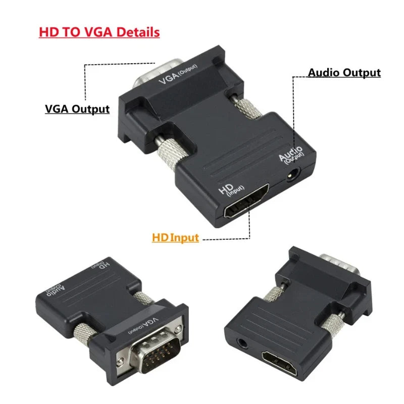 HDMI to VGA Converter with 3.5mm Audio | 1080p Adapter for PC, Laptop, Projector MyPetiteCar.com