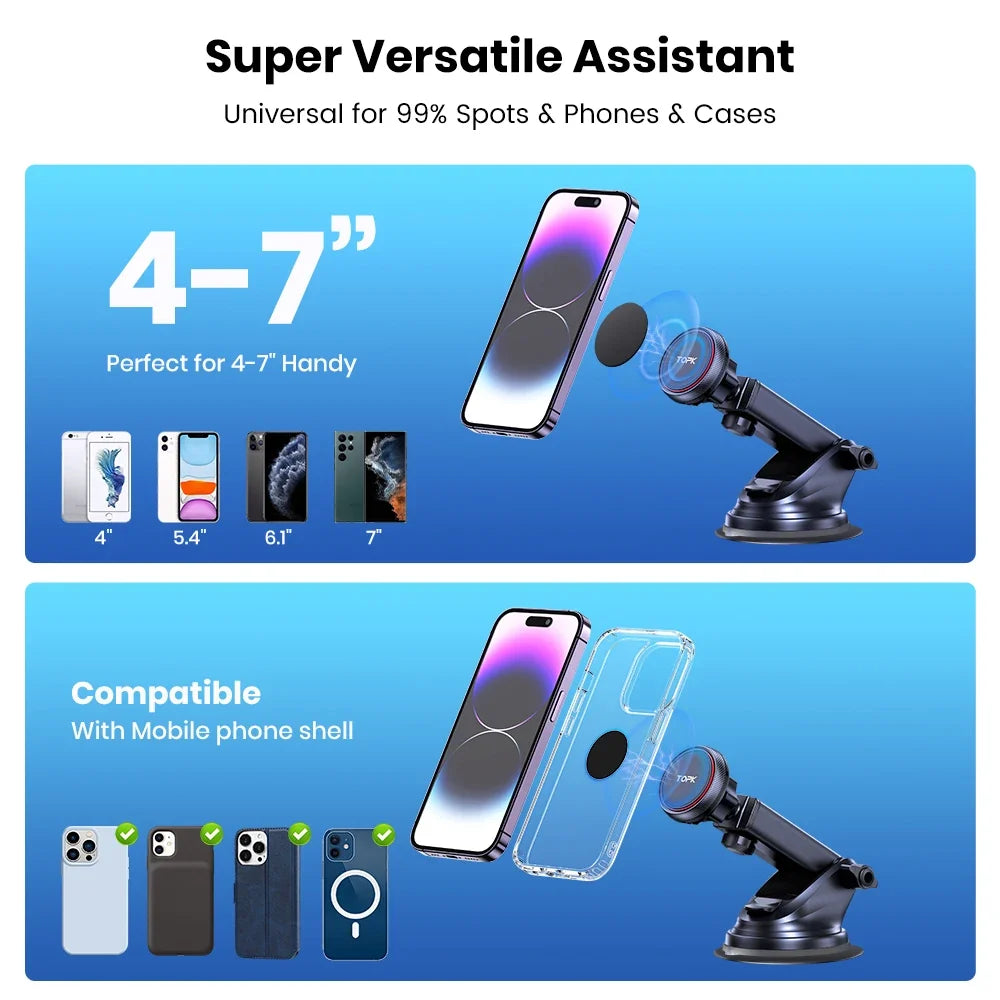 TOPK Magnetic Car Phone Mount | Strong N52 Magnet Dashboard Windshield Car Phone Holder MyPetiteCar.com