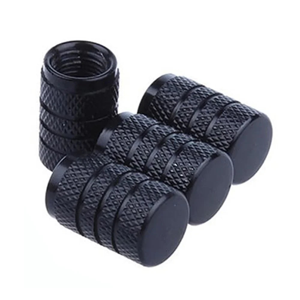 DSYCAR 4Pcs Silver Aluminum Knurling Tire Valve Stem Caps | US Schrader Compatible MyPetiteCar.com