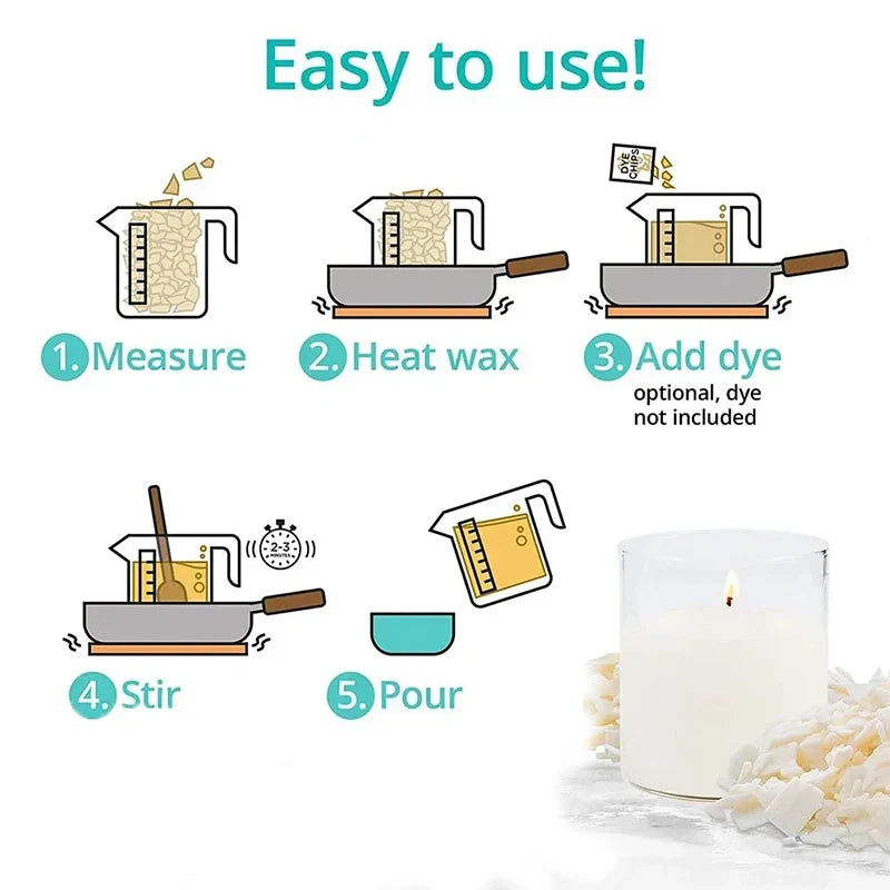 1000/500/250/100g Natural Soy Wax For DIY Handmade Candles Crafts 100% Additive-Free Scented Candle Raw Material Making Kit