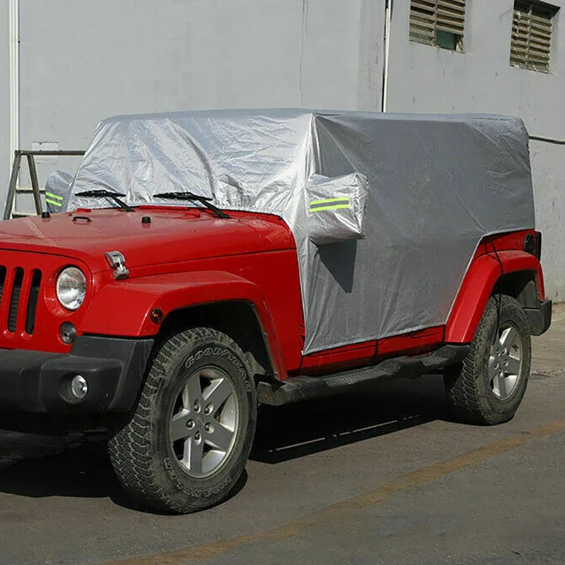 Silver SunShield Cover for Jeep Wrangler TJ 1997-2006 | Weatherproof Half Car Cover