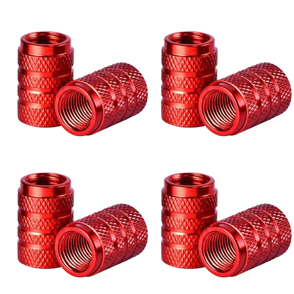 DSYCAR 4Pcs Silver Aluminum Knurling Tire Valve Stem Caps | US Schrader Compatible MyPetiteCar.com