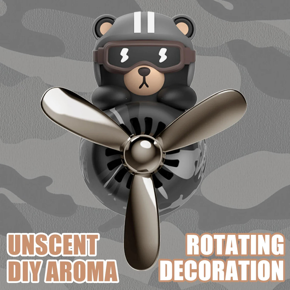 No Fragrance DIY Perfume Rotating Propeller Bear Car Air Freshener Ornament | Cool Vent Diffuser Decor