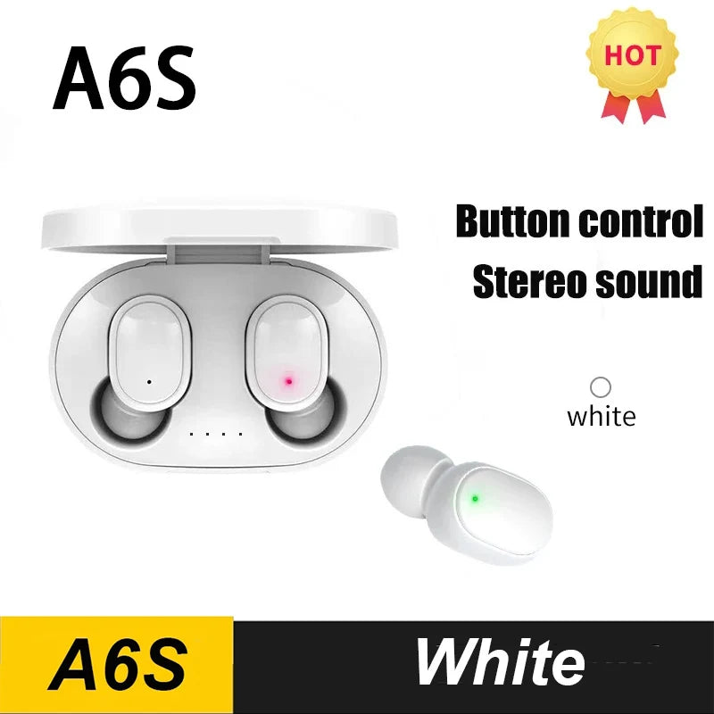 Original A6S TWS Bluetooth Headphone Wireless Earphone Stereo Headset Sport Earbuds With Microphone Charging box For Smartphone
