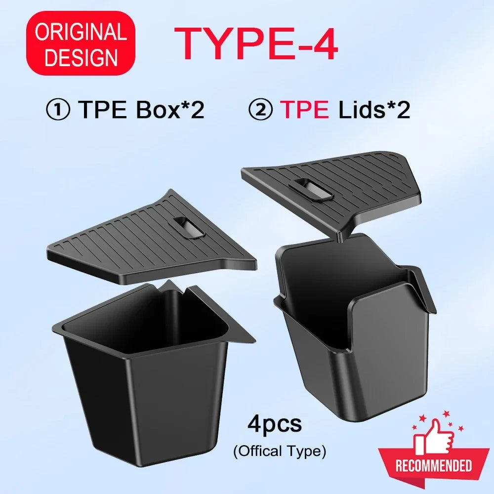 TESMAYX Car Trunk Side Storage Box for Tesla Model Y Juniper 2025 | Flocking TPE Mat Cover Organizer