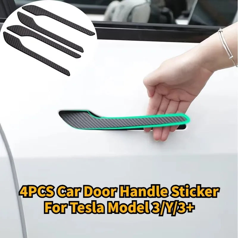 Car Door Handle Sticker For Tesla Model 3/Y/YL Highland Model Y Juniper Protector Wrap Paste ABS Modification Accessories 4PCS MyPetiteCar.com