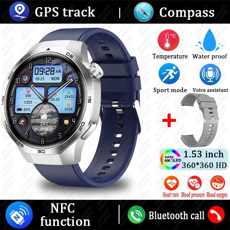 2025 New Watch 5 MAX Smart Watch HD AMOLED Screen NFC GPS Tracker Bluetooth Call Waterproof Sports Health Smartwatch Men Women