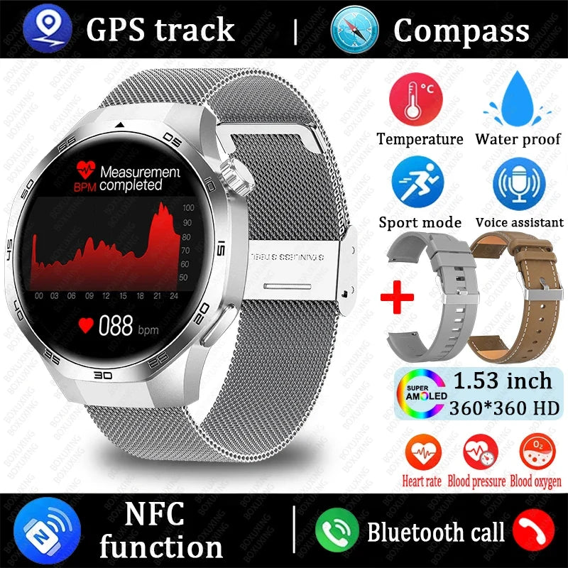 2025 New Watch 5 MAX Smart Watch HD AMOLED Screen NFC GPS Tracker Bluetooth Call Waterproof Sports Health Smartwatch Men Women