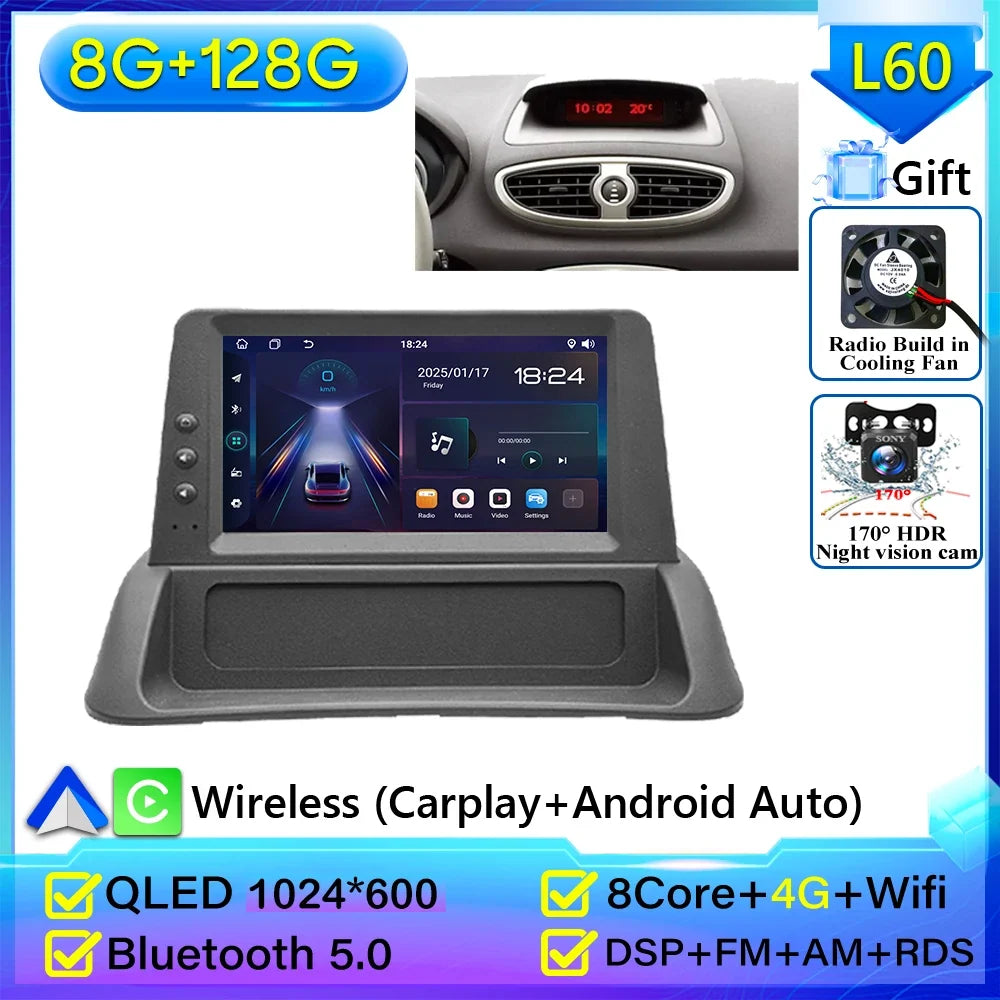 Carplay for Renault Clio 3 2005-2014 | Android 16 GPS Navigation Car Radio with 2K Screen