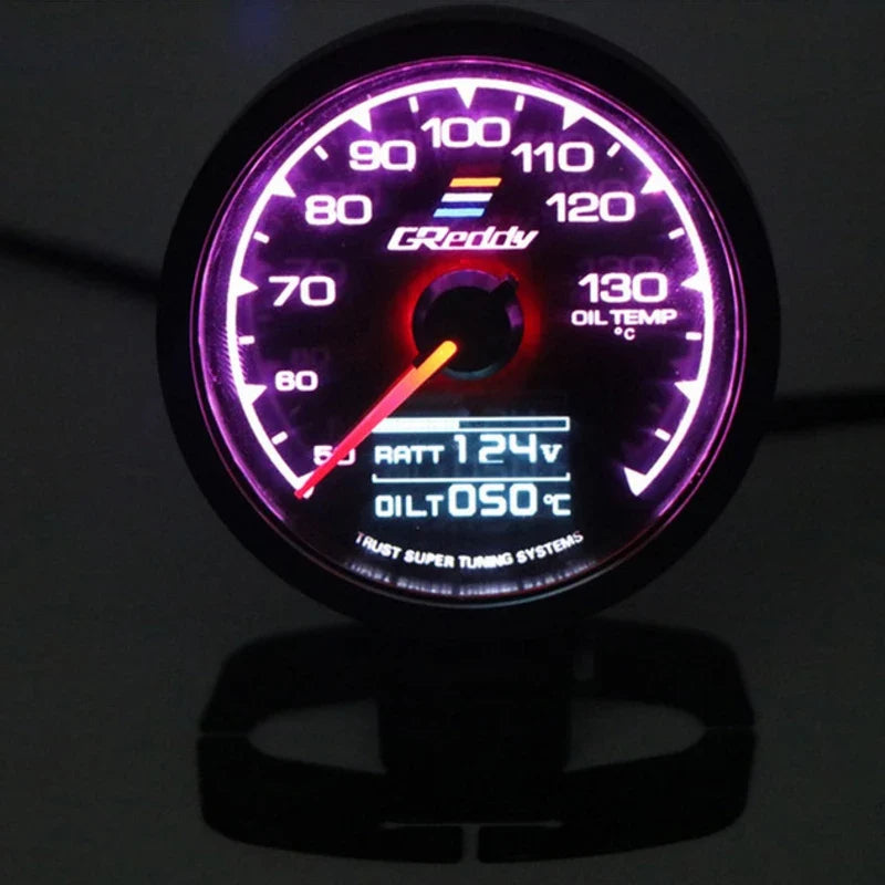 Universal 2.5 Inch 62mm 7 Color LCD Gauge | Water Temp Oil Pressure RPM Tachometer with Sensor MyPetiteCar.com
