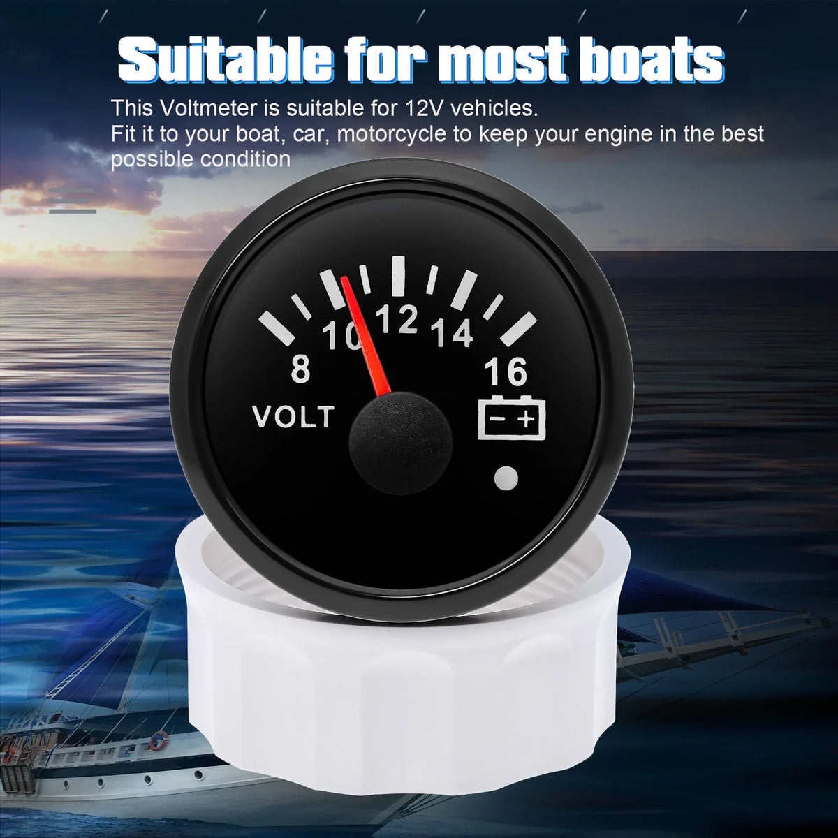 7 Color Backlight 52mm Voltmeter with Alarm | 8-16V / 18-32V for 12V 24V Car Marine MyPetiteCar.com