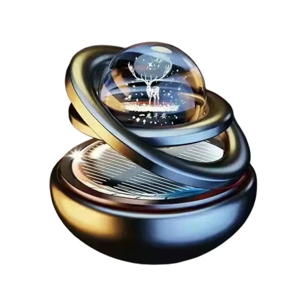 Car Air Freshener Solar Rotating Aromatherapy Star Ball Double Ring Suspended Ornament Diffuser Interior Decoration MyPetiteCar.com