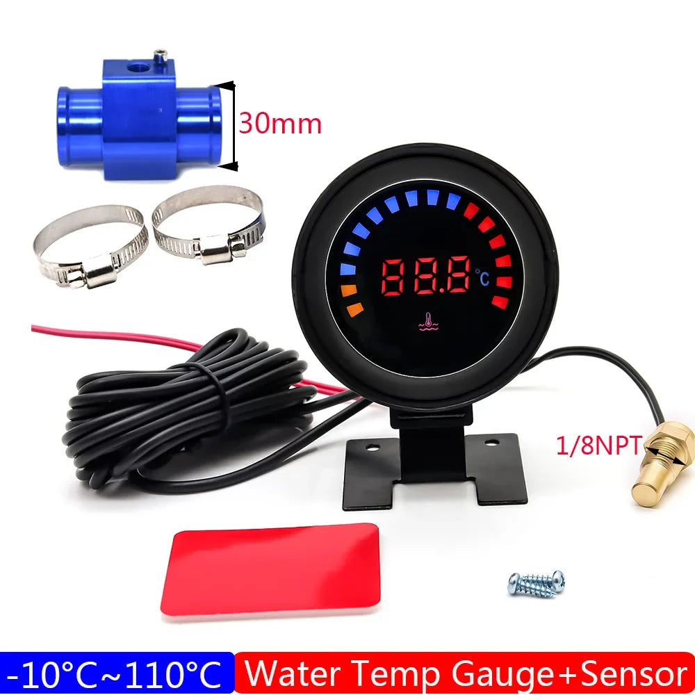 52mm Water Temperature Gauge with Sensor | Digital LCD Water Temp Meter for 12V 24V Cars MyPetiteCar.com