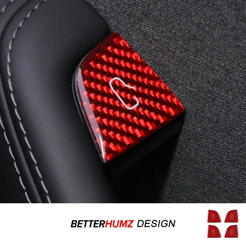 For Tesla Model 3 Highland Model Y Carbon Fiber Door Switch Trim | Interior Stickers MyPetiteCar.com