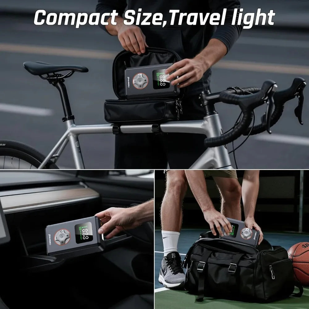 Portable Tire Inflator Cordless Air Compressor | 150 PSI Mini Bike Pump with LED Light MyPetiteCar.com