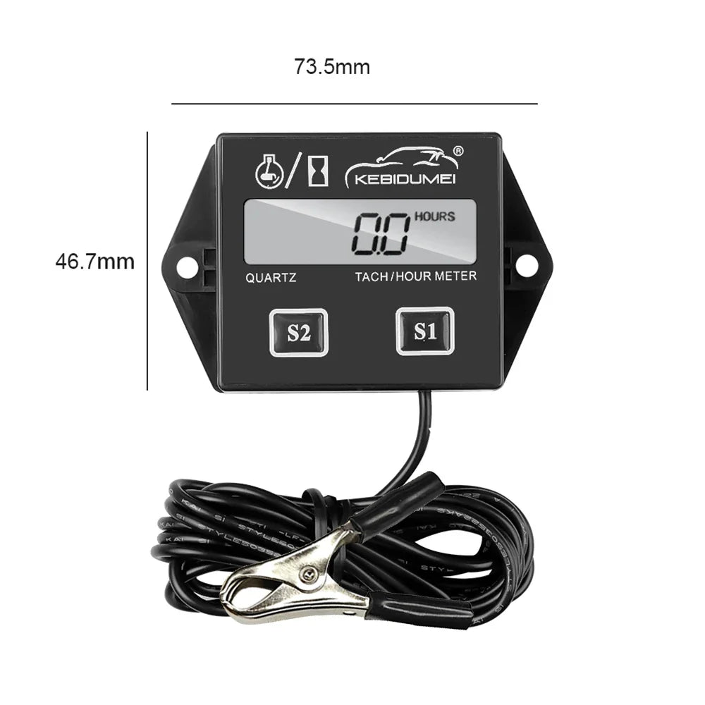 Digital Motor Speedmeter Engine Hour Meter Tachometer | LCD RPM Gauge for Gasoline 2/4 Stroke MyPetiteCar.com
