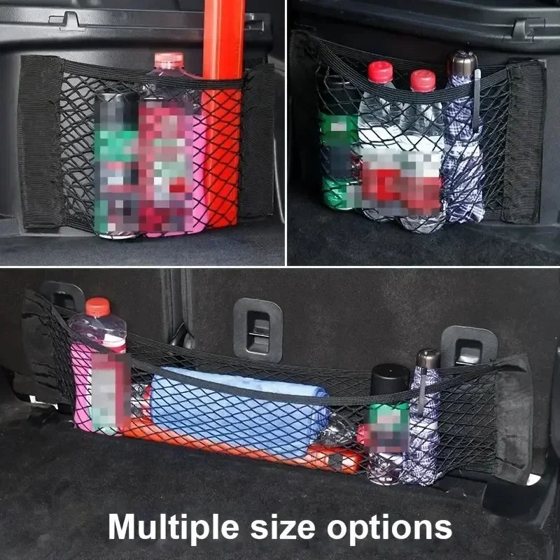 Universal Car Trunk Organizer Dual-Layer Mesh with Fire Extinguisher Net