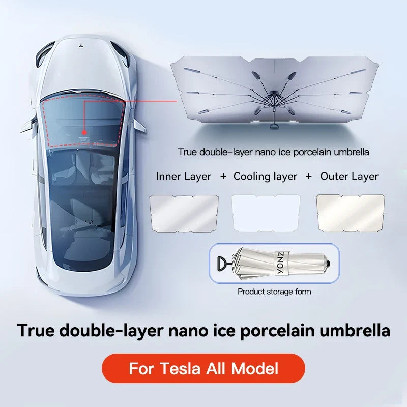 YZ Magnetic Sun Shade for Tesla Model 3 Y Highland Juniper 2021-2025 | Glass Roof Sunshade Front Rear Sunroof Skylight