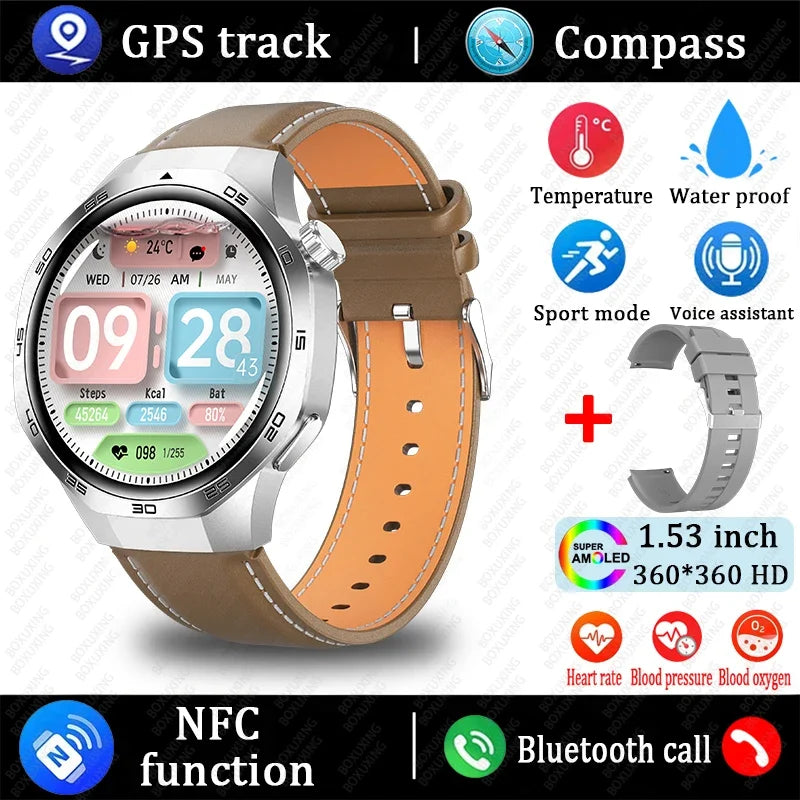 2025 New Watch 5 MAX Smart Watch HD AMOLED Screen NFC GPS Tracker Bluetooth Call Waterproof Sports Health Smartwatch Men Women