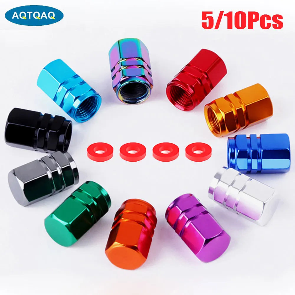 Aluminum Alloy Tire Valve Caps | 5 or 10 Pack Waterproof Dustproof Stem Covers MyPetiteCar.com