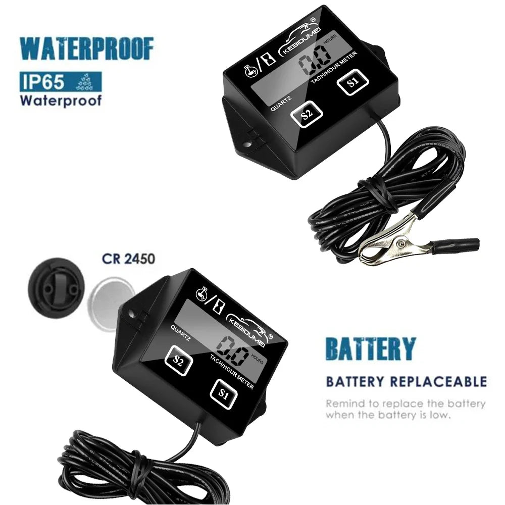 Digital Motor Speedmeter Engine Hour Meter Tachometer | LCD RPM Gauge for Gasoline 2/4 Stroke MyPetiteCar.com