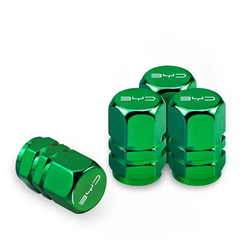 4Pcs Aluminum Alloy Tire Valve Caps for BYD Models | Waterproof Dustproof Cover Set